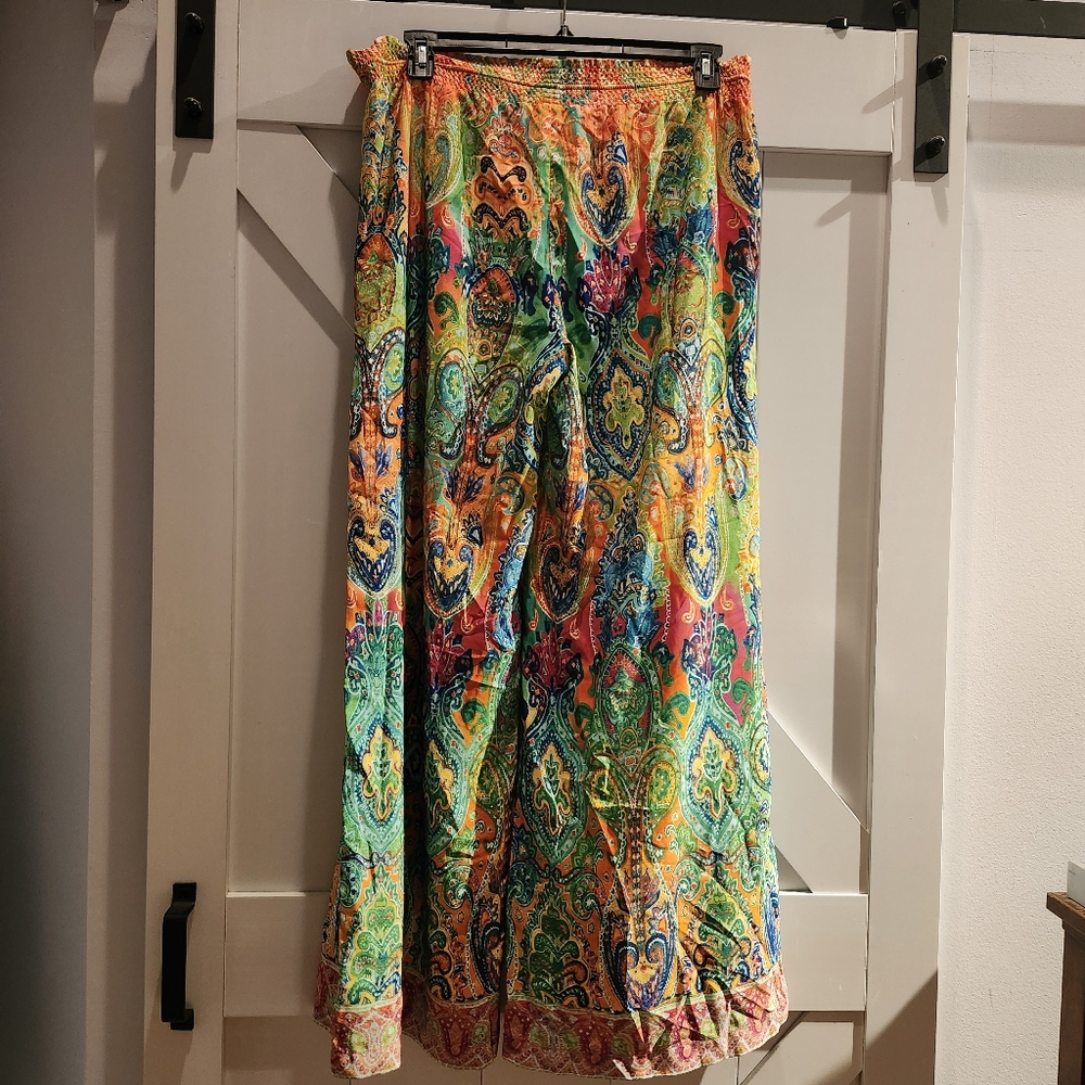 Ralph Lauren Colorful Paisley Wide-Leg Lounge Pants Size L - Picture 2 of 12